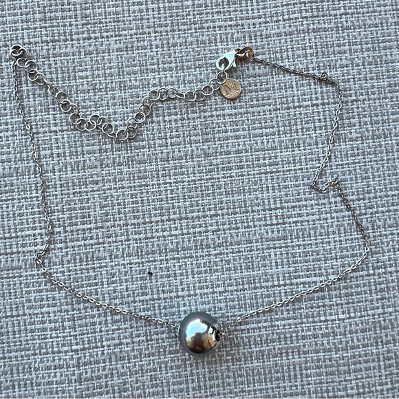 Majorica Pearl Choker Necklace 12mm Gray Nuada Pearl Necklace - Picture 1 of 4